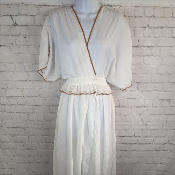 NWT Zara Ruffle Cinch Waist Wrap Style Western Prairie Dress - Picture 1 of 5